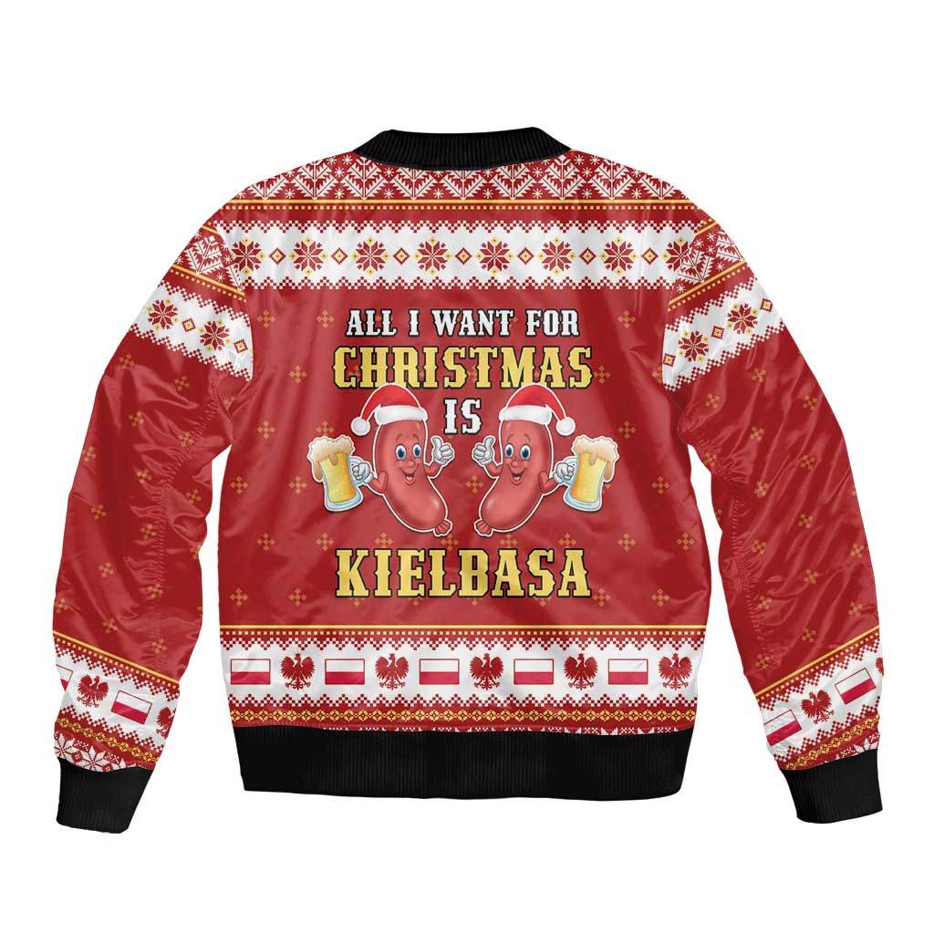 Poland Christmas Bomber Jacket All I Want For Xmas Is Kielbasa LT05 - Wonder Print Shop