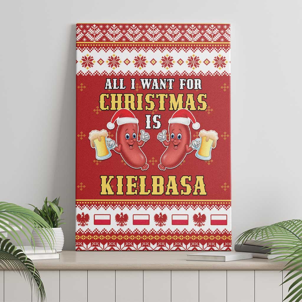 Poland Christmas Canvas Wall Art All I Want For Xmas Is Kielbasa LT05 - Wonder Print Shop