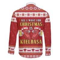 Poland Christmas Family Matching Long Sleeve Bodycon Dress and Hawaiian Shirt All I Want For Xmas Is Kielbasa LT05 - Wonder Print Shop
