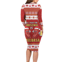 Poland Christmas Family Matching Long Sleeve Bodycon Dress and Hawaiian Shirt All I Want For Xmas Is Kielbasa LT05 - Wonder Print Shop