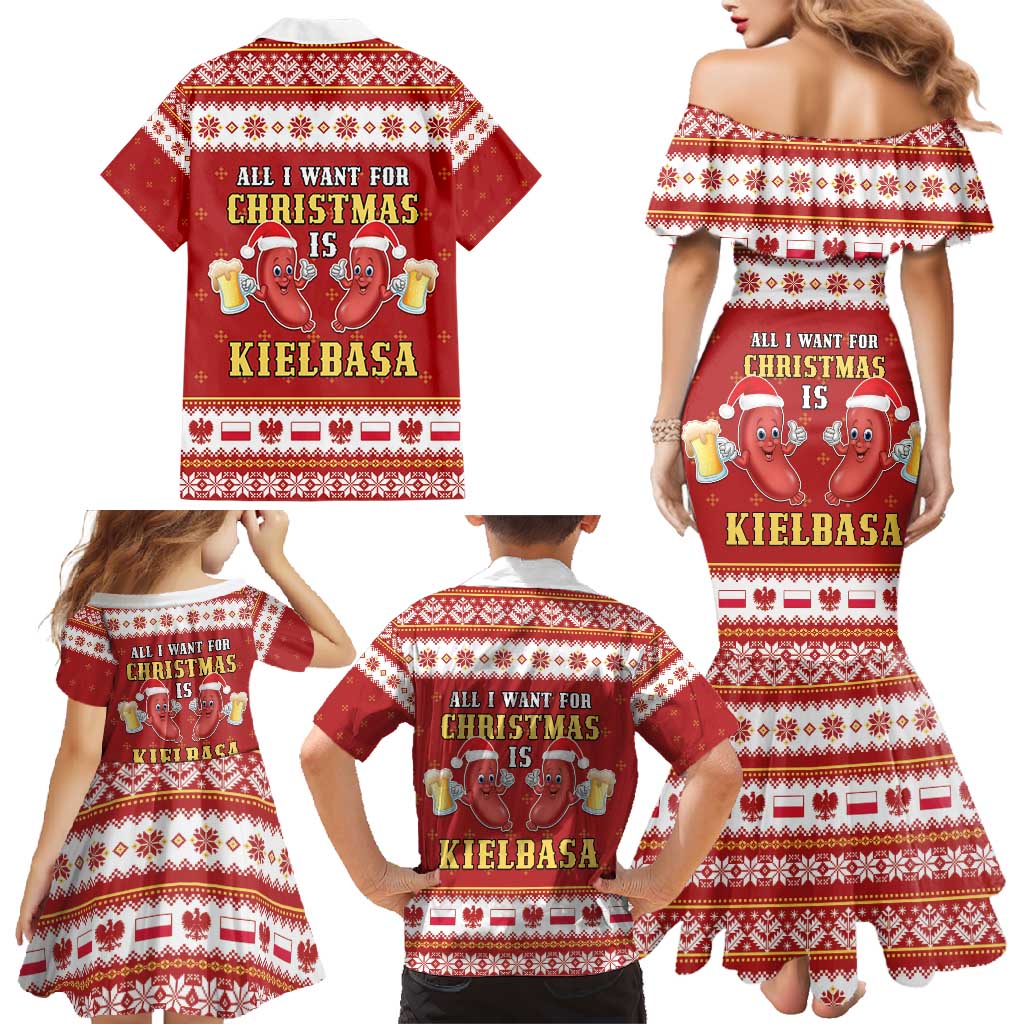 Poland Christmas Family Matching Mermaid Dress and Hawaiian Shirt All I Want For Xmas Is Kielbasa LT05 - Wonder Print Shop