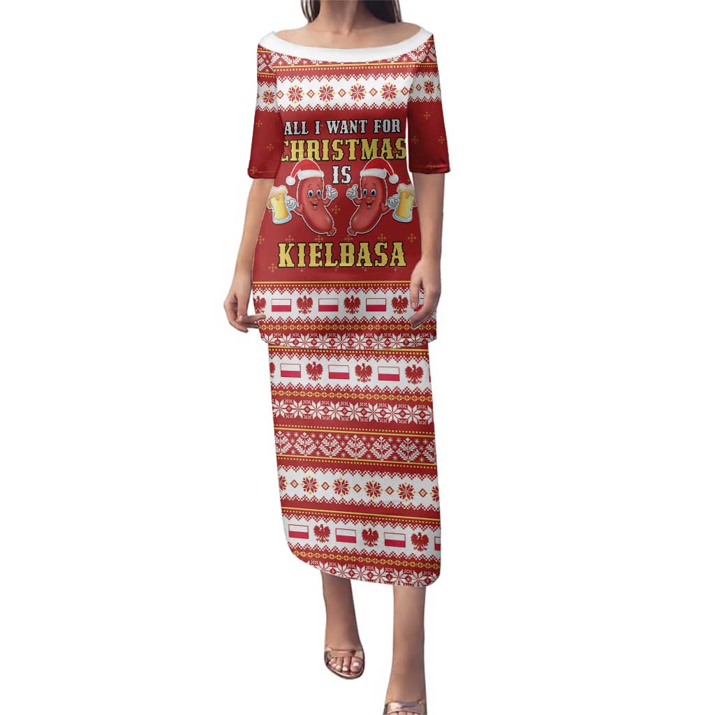Poland Christmas Family Matching Puletasi and Hawaiian Shirt All I Want For Xmas Is Kielbasa LT05 - Wonder Print Shop