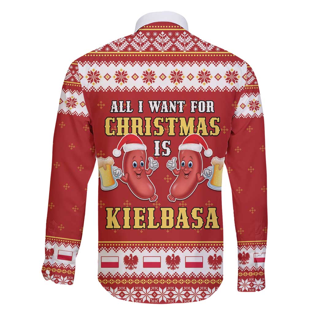 Poland Christmas Family Matching Short Sleeve Bodycon Dress and Hawaiian Shirt All I Want For Xmas Is Kielbasa LT05 - Wonder Print Shop