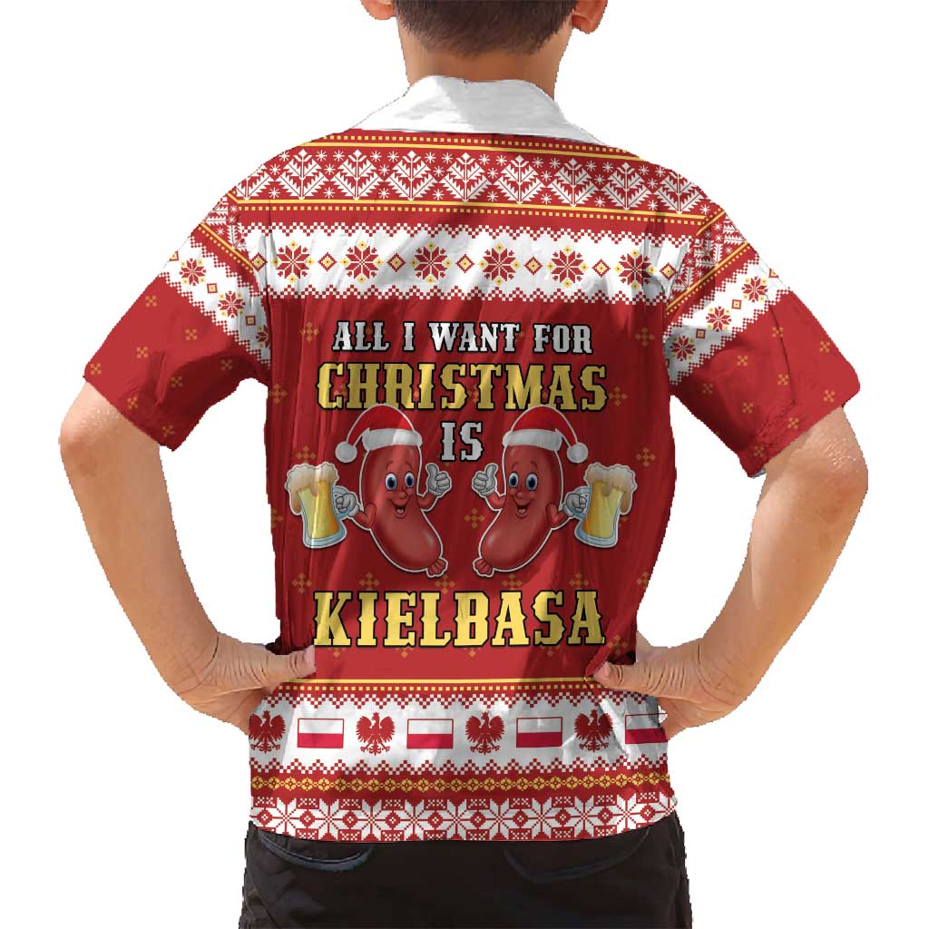 Poland Christmas Family Matching Tank Maxi Dress and Hawaiian Shirt All I Want For Xmas Is Kielbasa LT05 - Wonder Print Shop
