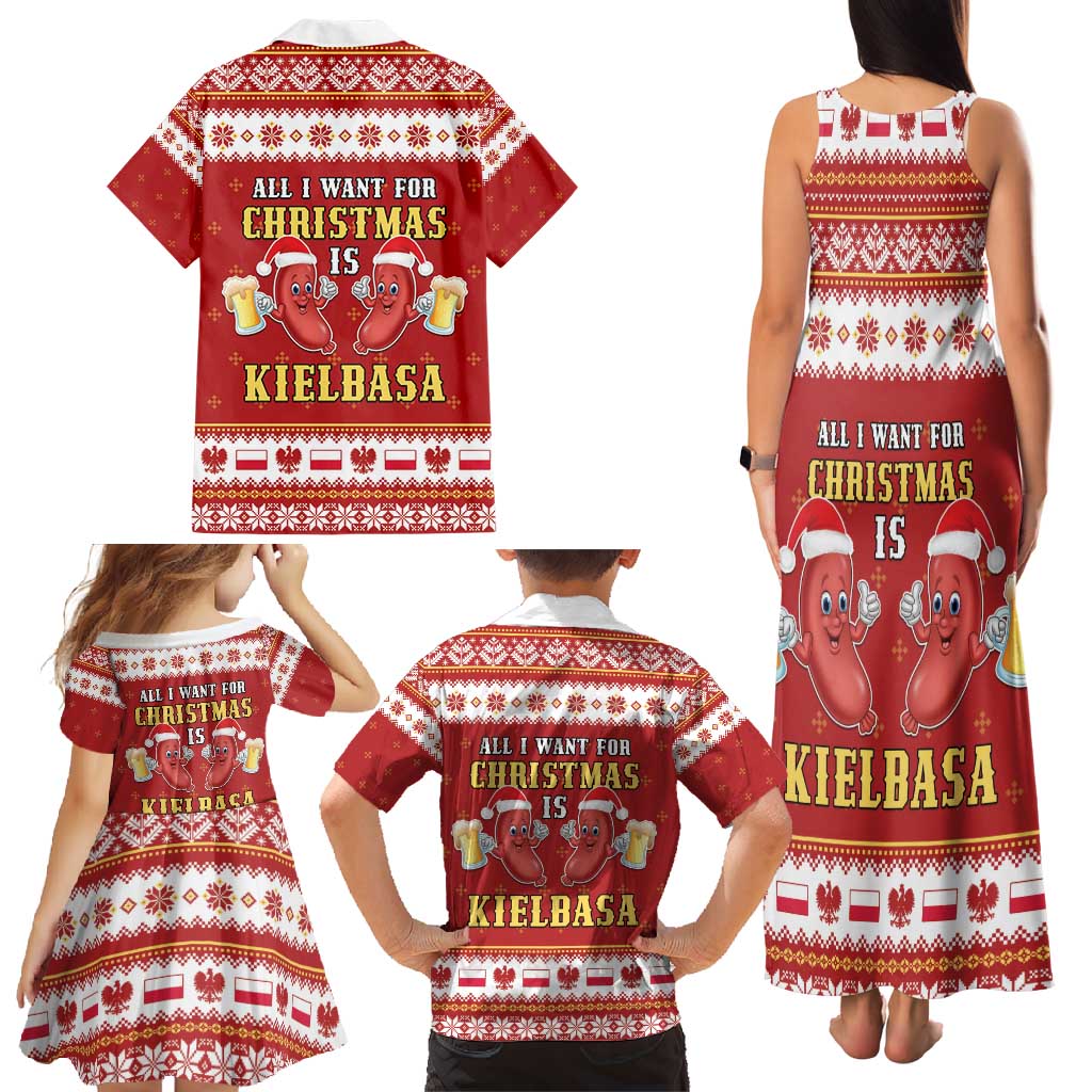 Poland Christmas Family Matching Tank Maxi Dress and Hawaiian Shirt All I Want For Xmas Is Kielbasa LT05 - Wonder Print Shop