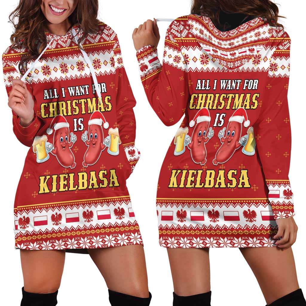 Poland Christmas Hoodie Dress All I Want For Xmas Is Kielbasa LT05 - Wonder Print Shop