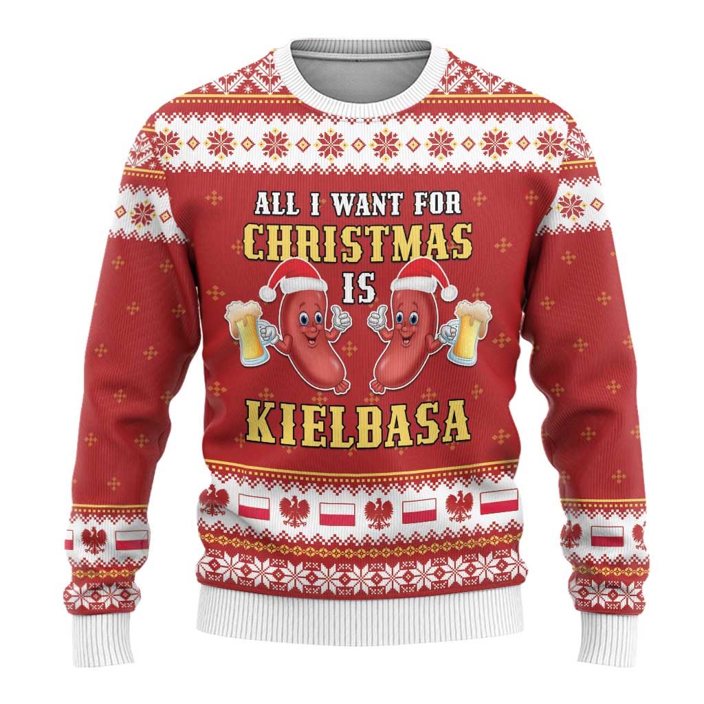 Poland Christmas Ugly Christmas Sweater All I Want For Xmas Is Kielbasa LT05 - Wonder Print Shop