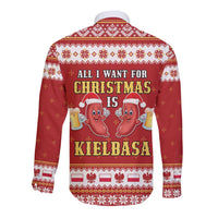 Poland Christmas Long Sleeve Button Shirt All I Want For Xmas Is Kielbasa LT05 - Wonder Print Shop