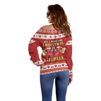 Poland Christmas Off Shoulder Sweater All I Want For Xmas Is Kielbasa LT05 - Wonder Print Shop