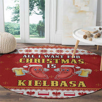 Poland Christmas Round Carpet All I Want For Xmas Is Kielbasa