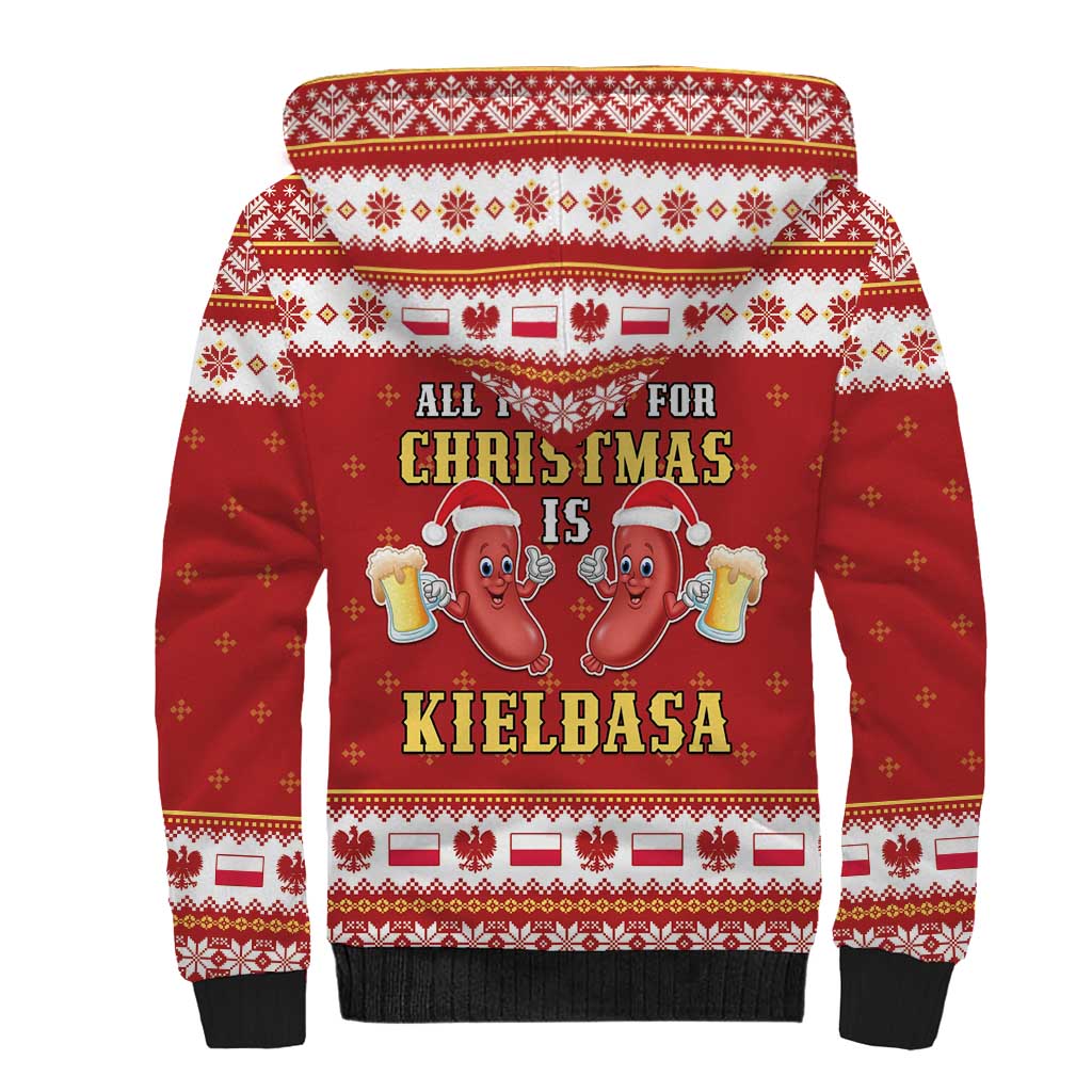 Poland Christmas Sherpa Hoodie All I Want For Xmas Is Kielbasa LT05 - Wonder Print Shop