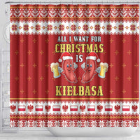 Poland Christmas Shower Curtain All I Want For Xmas Is Kielbasa
