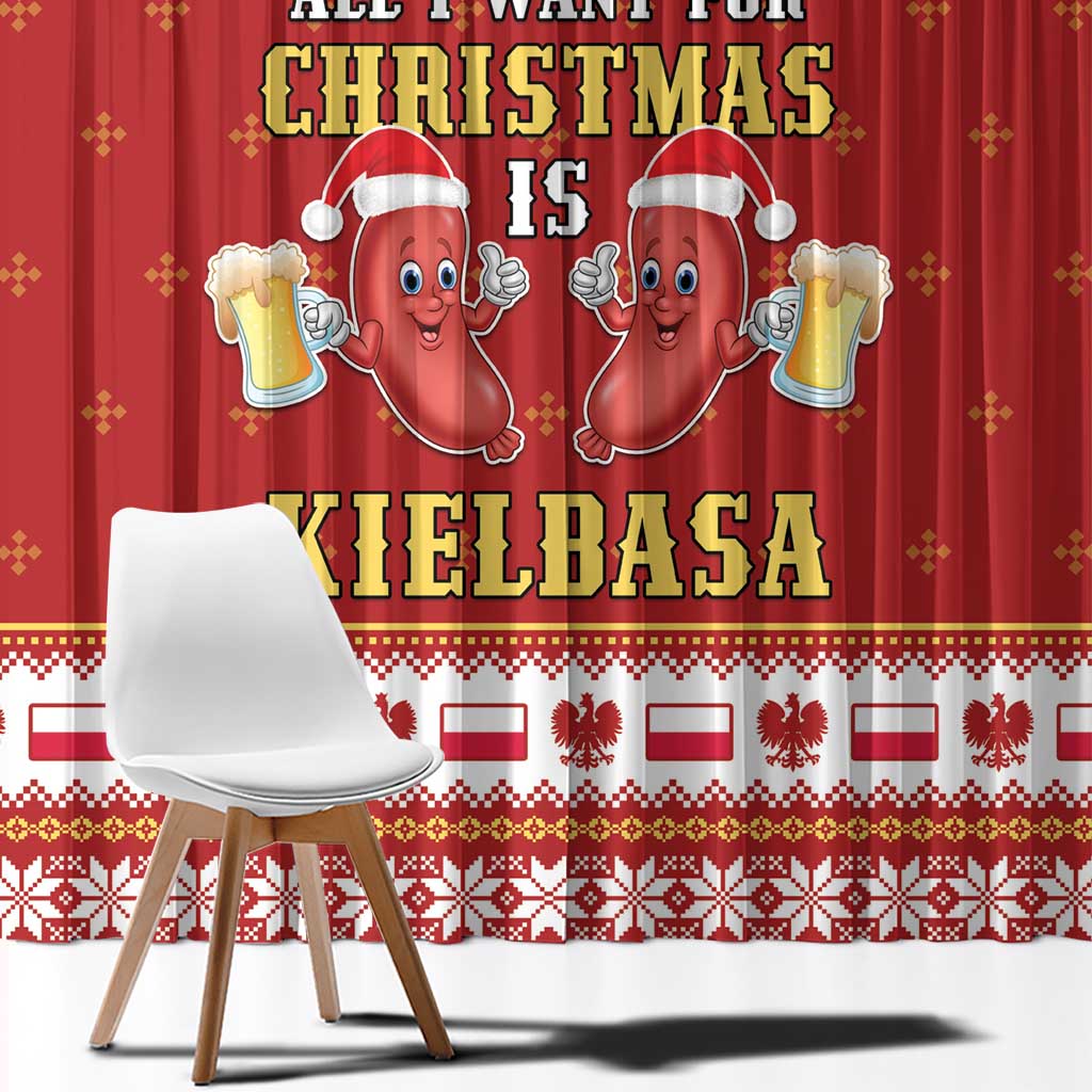 Poland Christmas Window Curtain All I Want For Xmas Is Kielbasa LT05 - Wonder Print Shop
