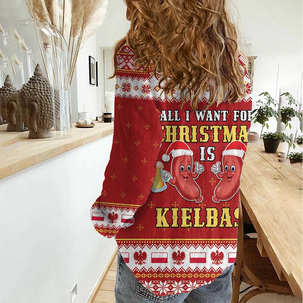 Poland Christmas Women Casual Shirt All I Want For Xmas Is Kielbasa LT05 - Wonder Print Shop