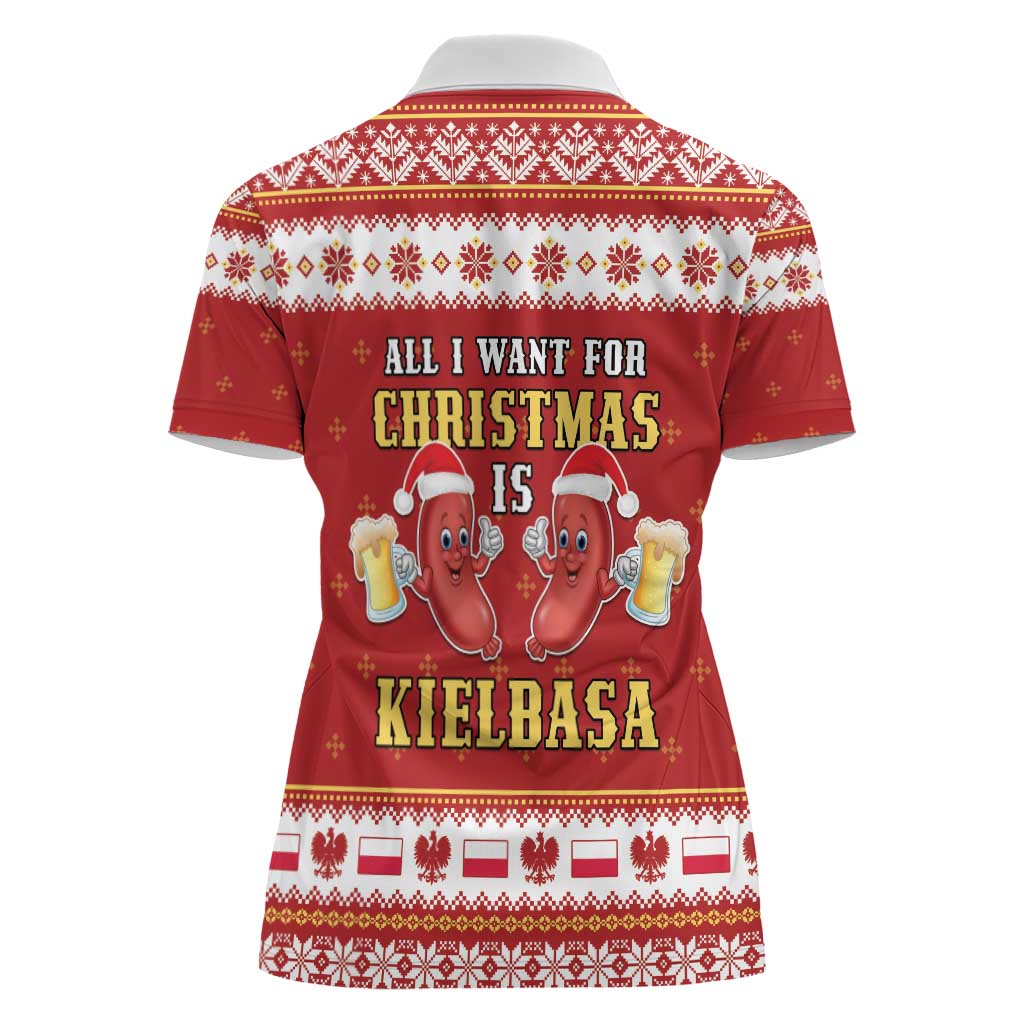 Poland Christmas Women Polo Shirt All I Want For Xmas Is Kielbasa LT05 - Wonder Print Shop
