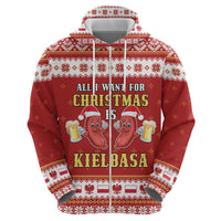 Poland Christmas Zip Hoodie All I Want For Xmas Is Kielbasa LT05 - Wonder Print Shop