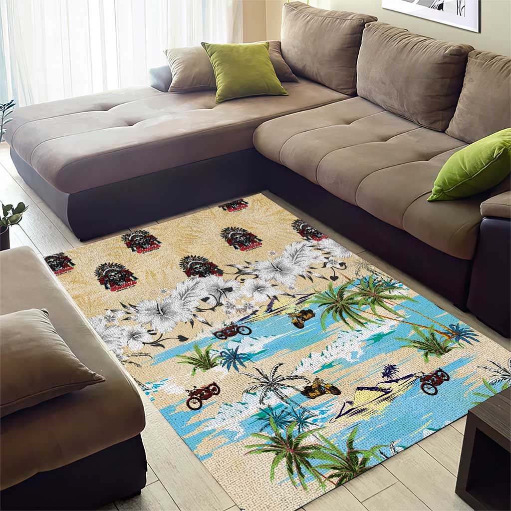 Indian Legendary Motorcycle Area Rug Tropical Style - Wonder Print Shop