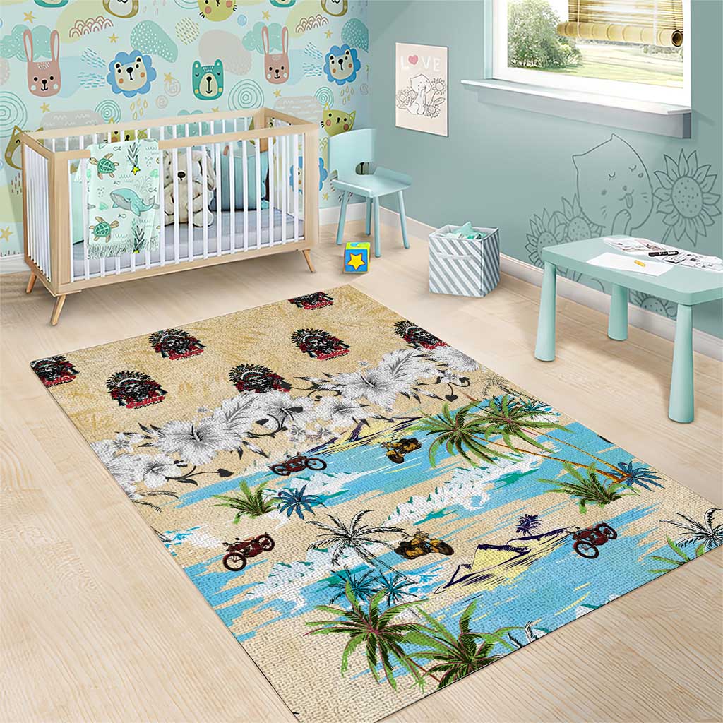Indian Legendary Motorcycle Area Rug Tropical Style - Wonder Print Shop