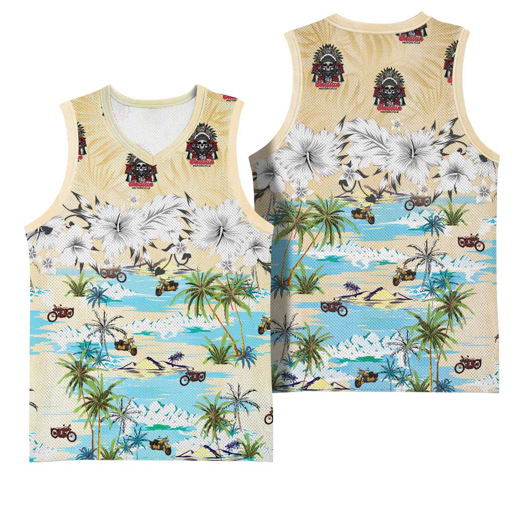 Indian Legendary Motorcycle Basketball Jersey Tropical Style - Wonder Print Shop