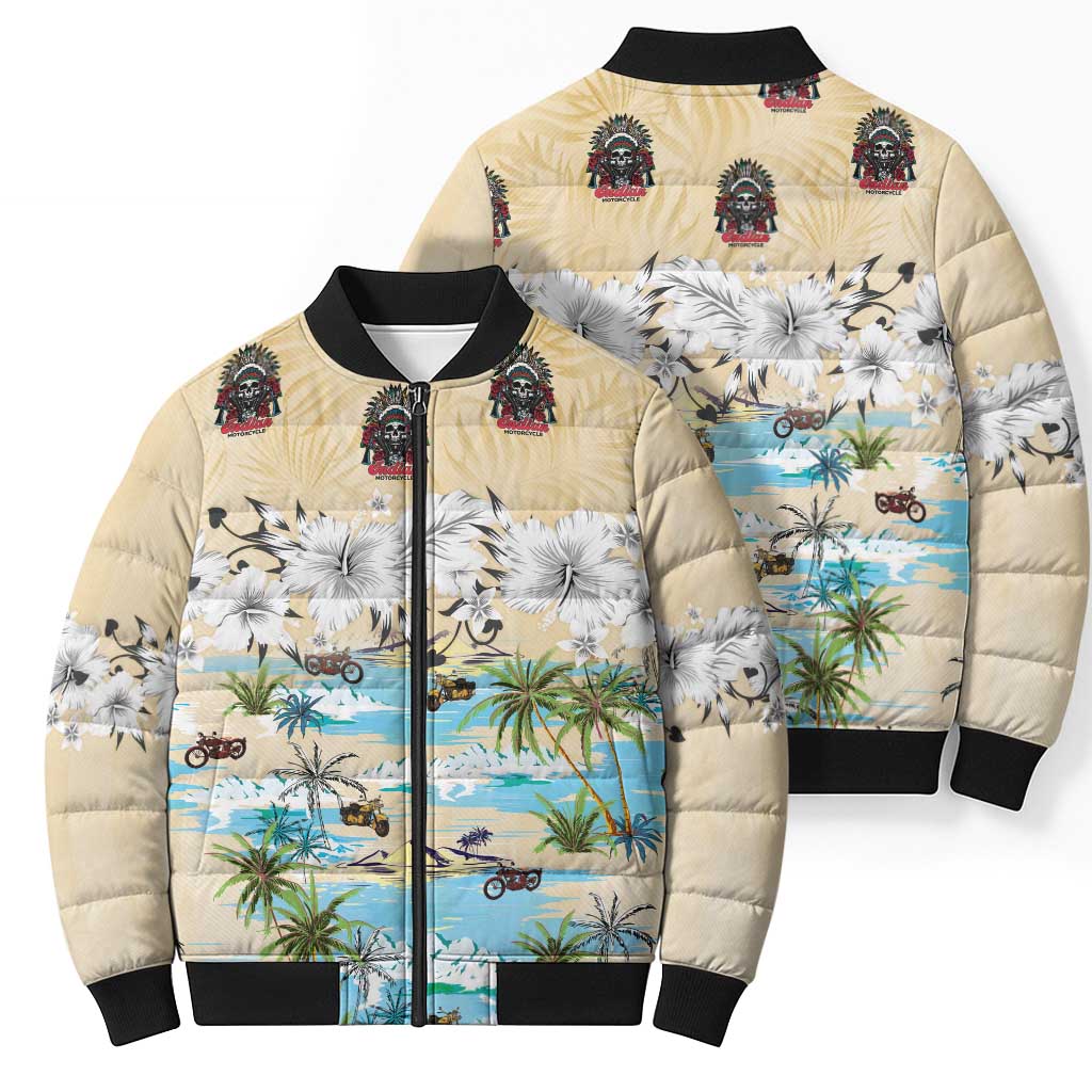 Indian Legendary Motorcycle Bomber Puffer Jacket Tropical Style - Wonder Print Shop