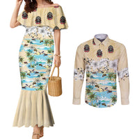 Indian Legendary Motorcycle Couples Matching Mermaid Dress and Long Sleeve Button Shirt Tropical Style - Wonder Print Shop