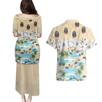 Indian Legendary Motorcycle Couples Matching Puletasi and Hawaiian Shirt Tropical Style - Wonder Print Shop