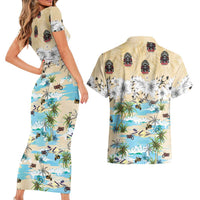 Indian Legendary Motorcycle Couples Matching Short Sleeve Bodycon Dress and Hawaiian Shirt Tropical Style - Wonder Print Shop