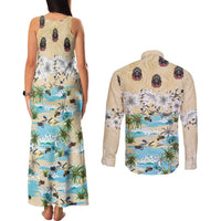 Indian Legendary Motorcycle Couples Matching Tank Maxi Dress and Long Sleeve Button Shirt Tropical Style - Wonder Print Shop