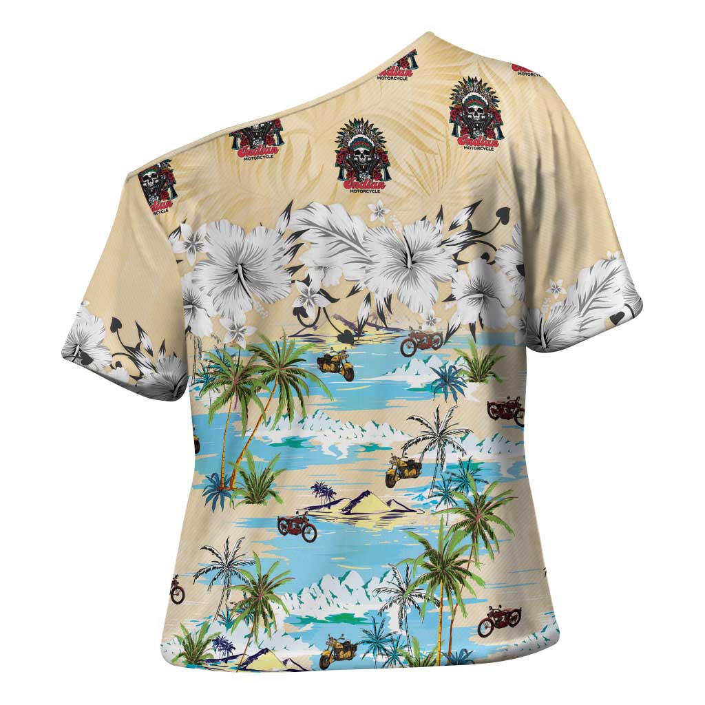 Indian Legendary Motorcycle Cross Shoulder Shirt Tropical Style - Wonder Print Shop