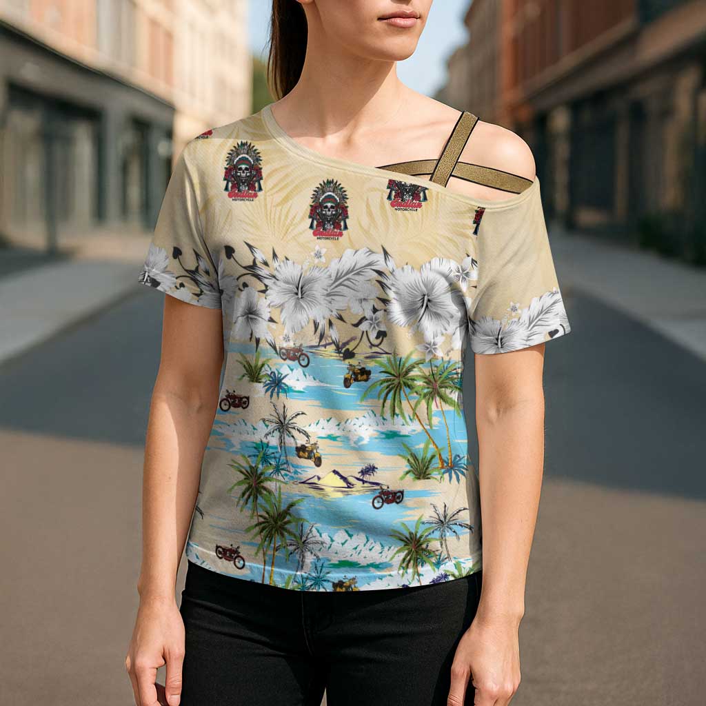 Indian Legendary Motorcycle Cross Shoulder Shirt Tropical Style - Wonder Print Shop