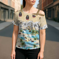 Indian Legendary Motorcycle Cross Shoulder Shirt Tropical Style - Wonder Print Shop