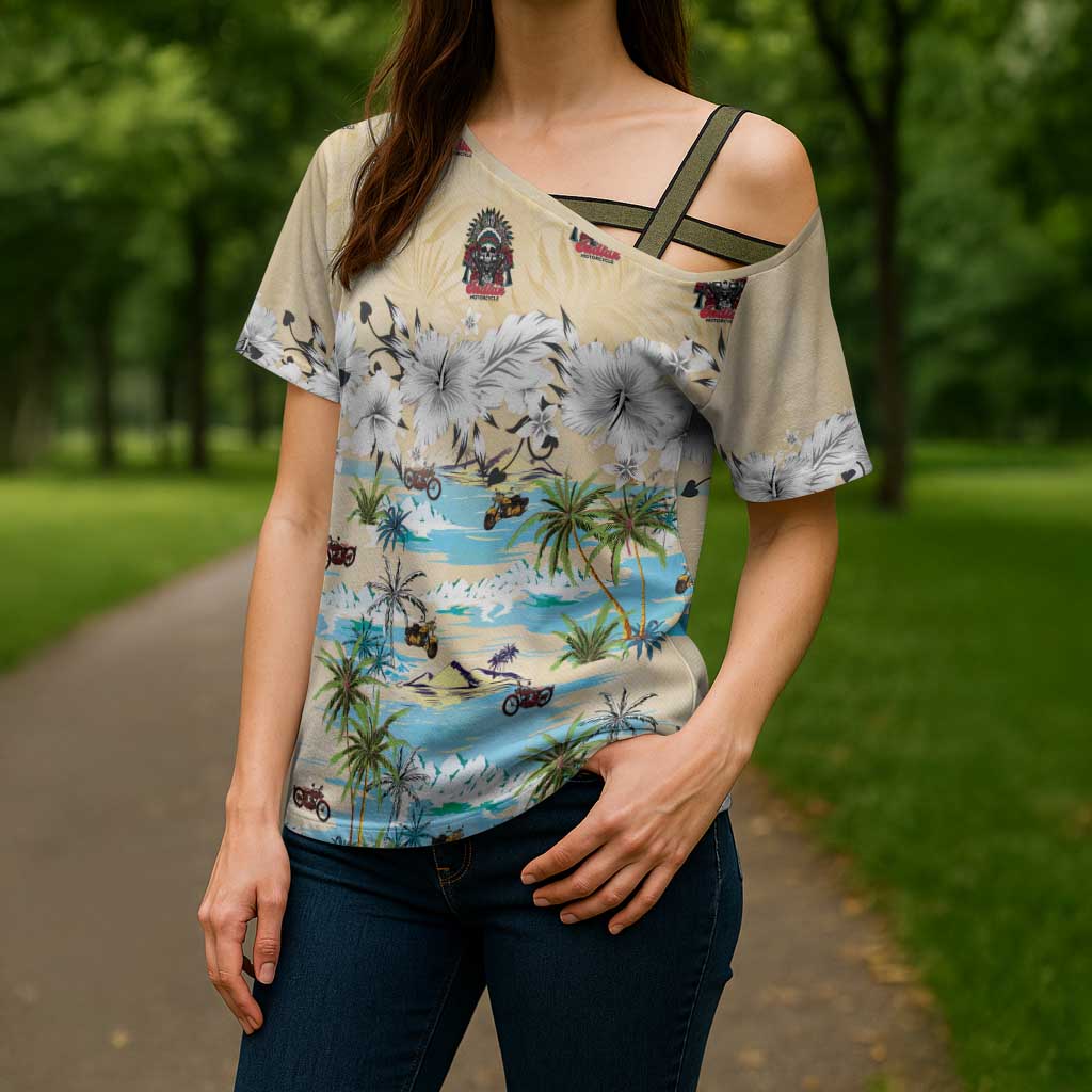 Indian Legendary Motorcycle Cross Shoulder Shirt Tropical Style - Wonder Print Shop