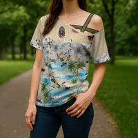 Indian Legendary Motorcycle Cross Shoulder Shirt Tropical Style - Wonder Print Shop