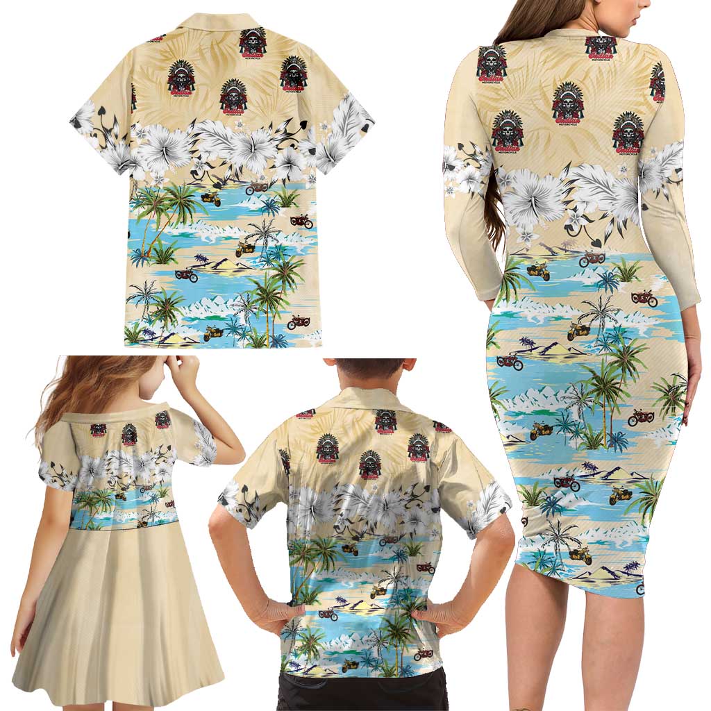 Indian Legendary Motorcycle Family Matching Long Sleeve Bodycon Dress and Hawaiian Shirt Tropical Style - Wonder Print Shop