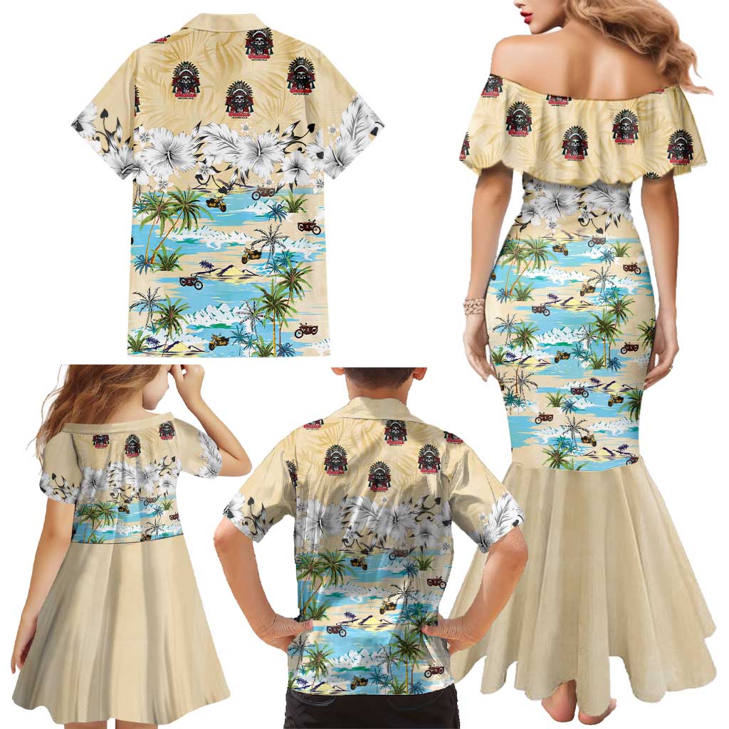 Indian Legendary Motorcycle Family Matching Mermaid Dress and Hawaiian Shirt Tropical Style - Wonder Print Shop