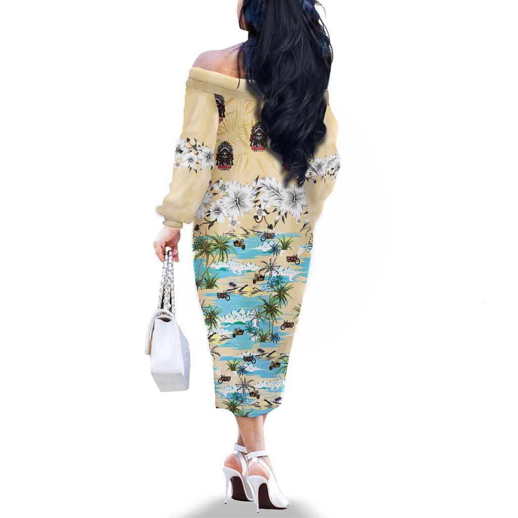 Indian Legendary Motorcycle Family Matching Off The Shoulder Long Sleeve Dress and Hawaiian Shirt Tropical Style - Wonder Print Shop