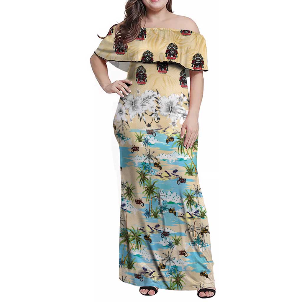 Indian Legendary Motorcycle Family Matching Off Shoulder Maxi Dress and Hawaiian Shirt Tropical Style - Wonder Print Shop