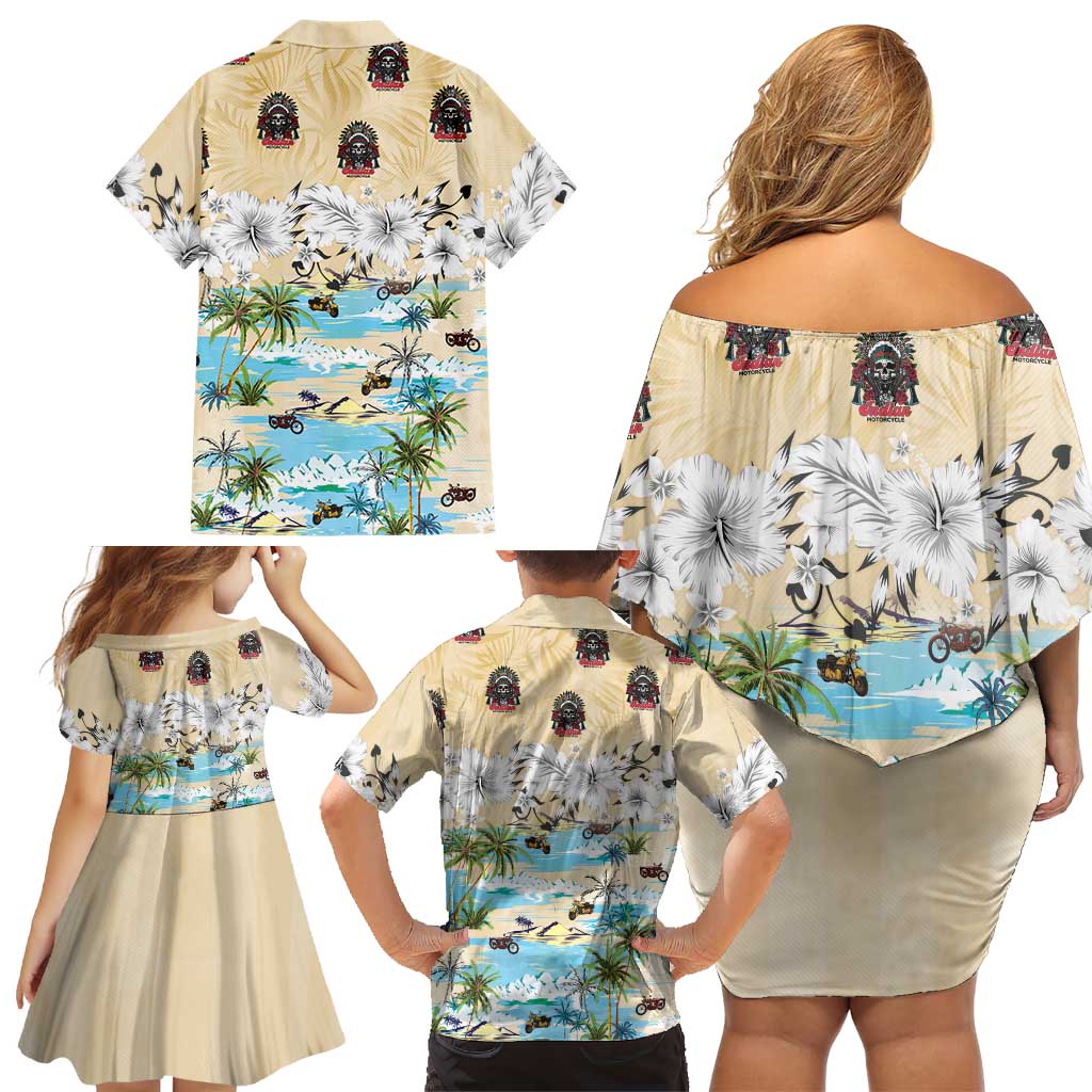 Indian Legendary Motorcycle Family Matching Off Shoulder Short Dress and Hawaiian Shirt Tropical Style - Wonder Print Shop