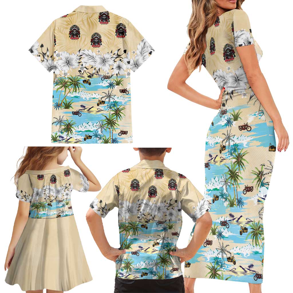 Indian Legendary Motorcycle Family Matching Short Sleeve Bodycon Dress and Hawaiian Shirt Tropical Style - Wonder Print Shop