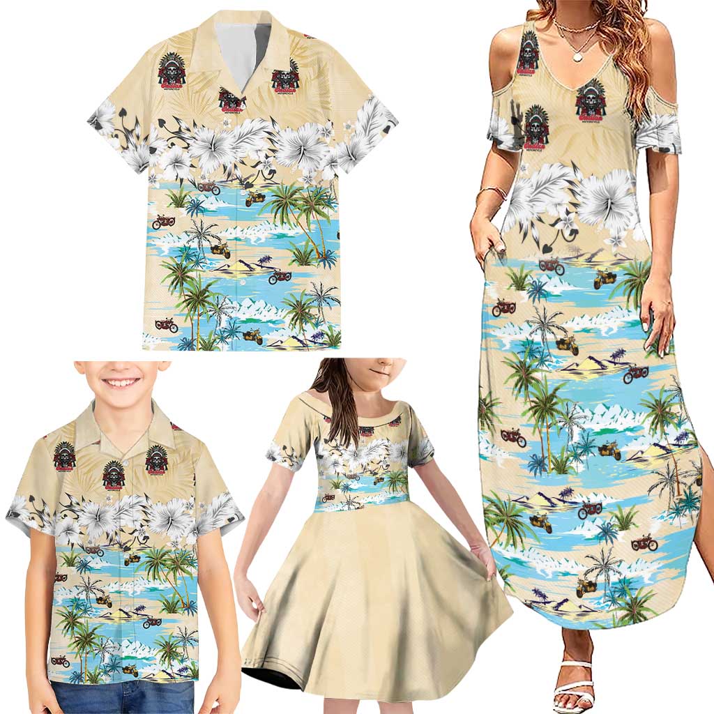 Indian Legendary Motorcycle Family Matching Summer Maxi Dress and Hawaiian Shirt Tropical Style - Wonder Print Shop