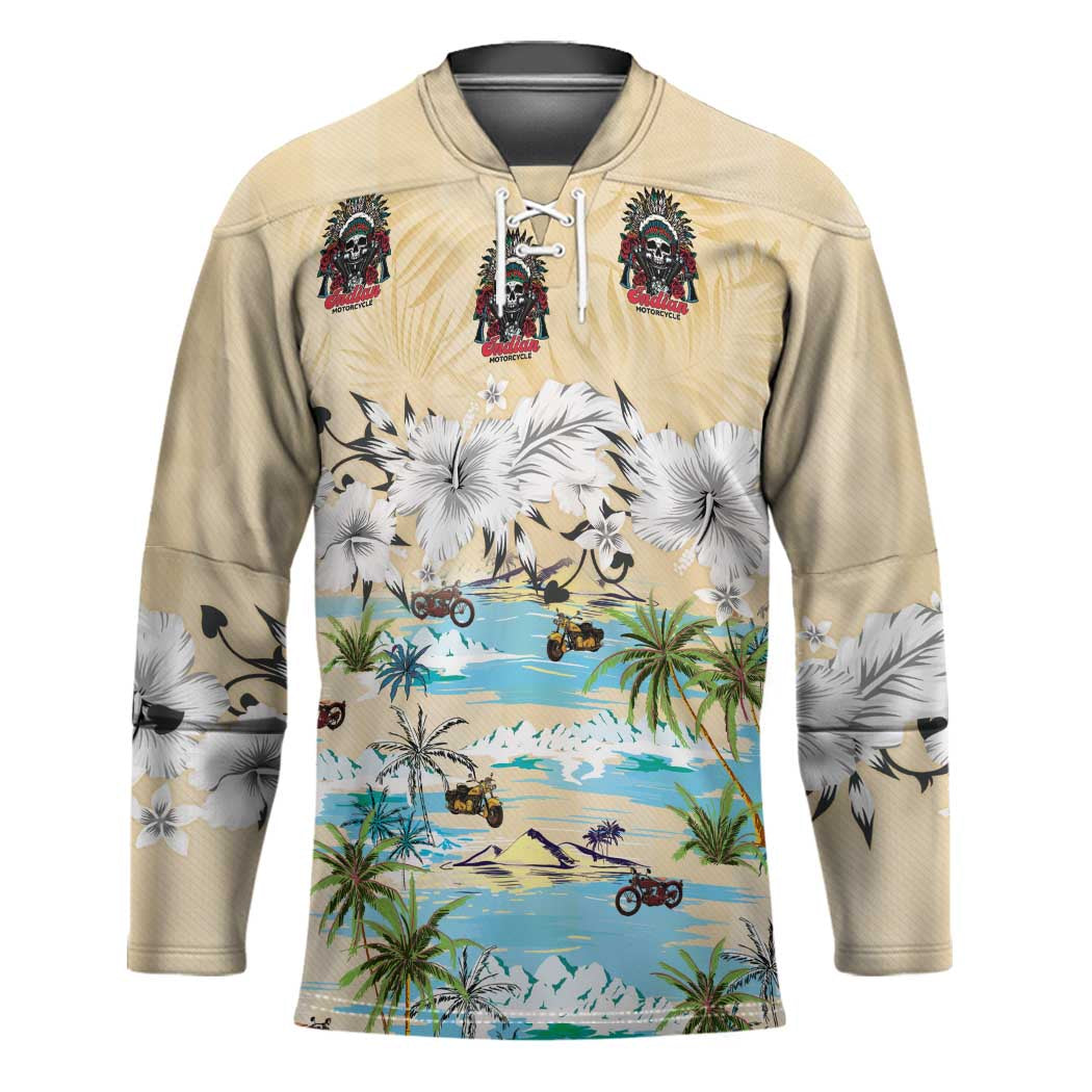 Indian Legendary Motorcycle Hockey Jersey Tropical Style - Wonder Print Shop