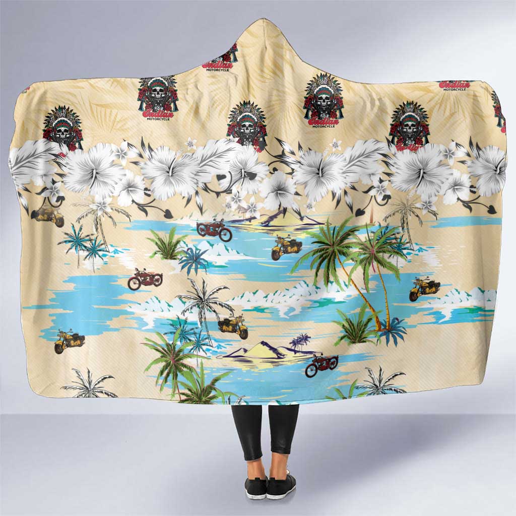 Indian Legendary Motorcycle Hooded Blanket Tropical Style - Wonder Print Shop