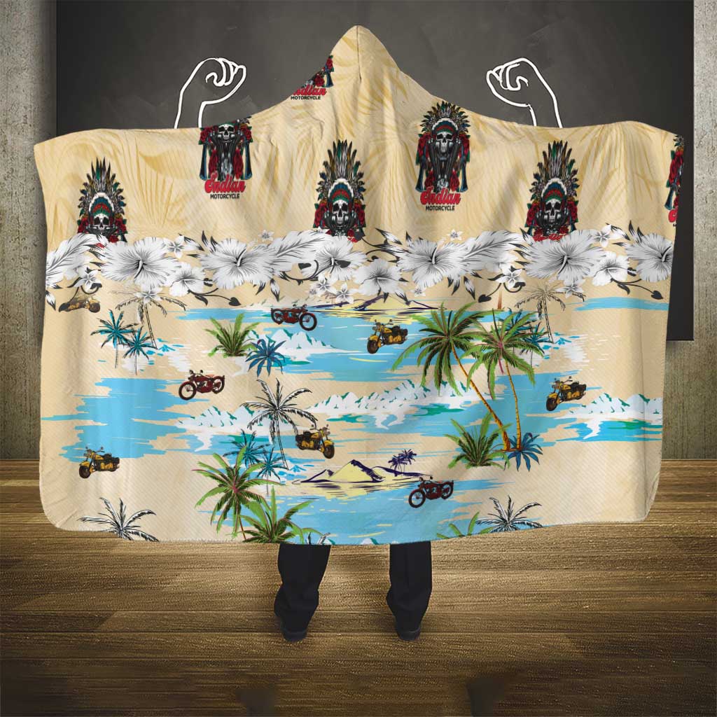 Indian Legendary Motorcycle Hooded Blanket Tropical Style - Wonder Print Shop