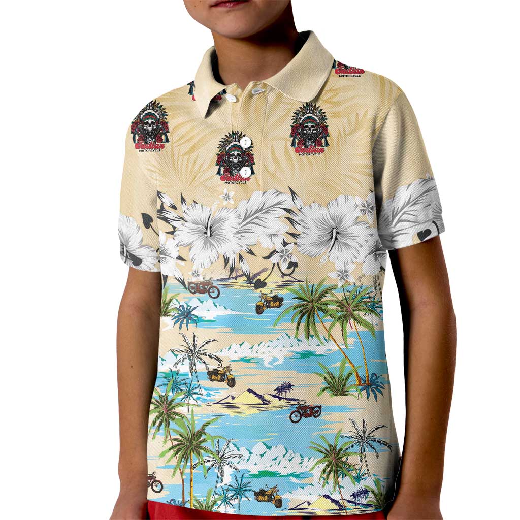 Indian Legendary Motorcycle Kid Polo Shirt Tropical Style - Wonder Print Shop