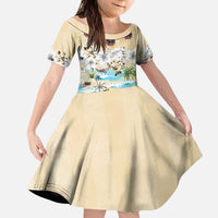 Indian Legendary Motorcycle Kid Short Sleeve Dress Tropical Style - Wonder Print Shop