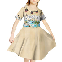 Indian Legendary Motorcycle Kid Short Sleeve Dress Tropical Style - Wonder Print Shop