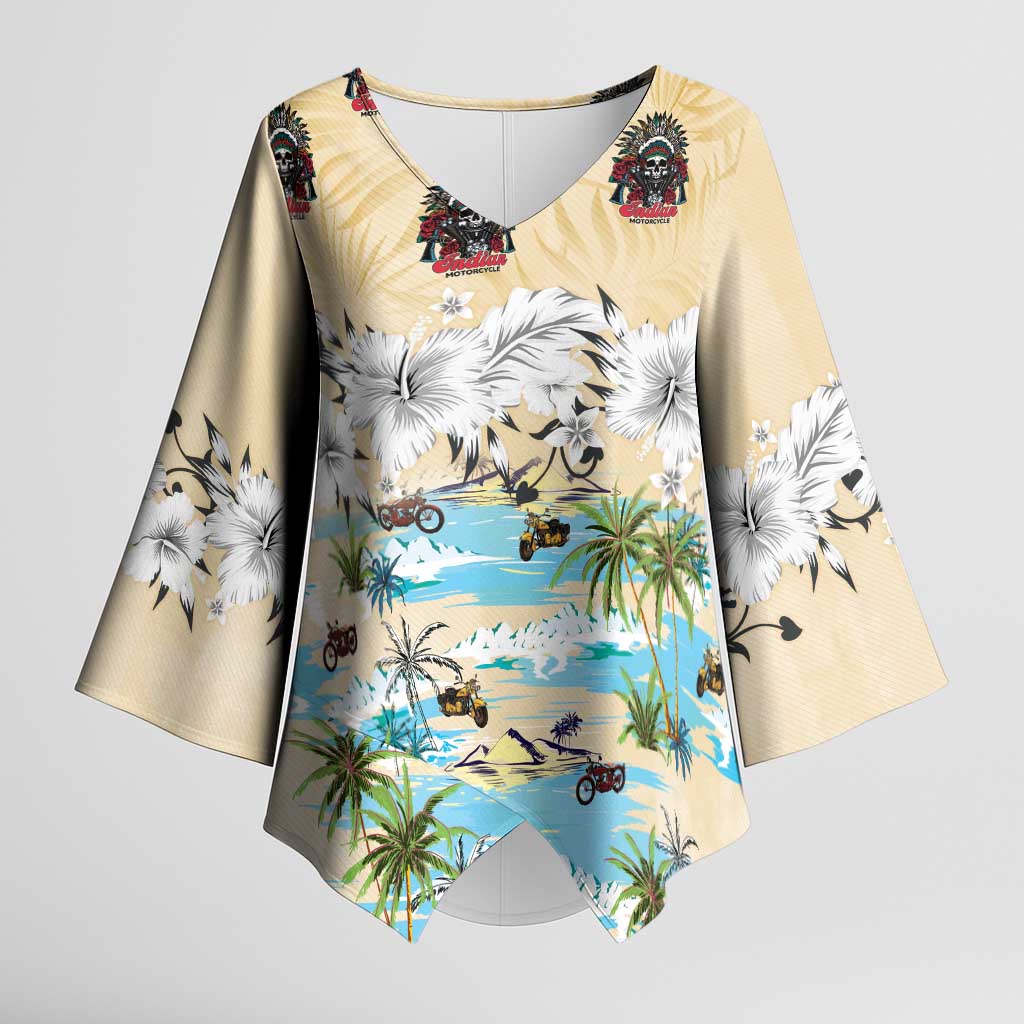 Indian Legendary Motorcycle Kimono Sleeve Blouse Tropical Style - Wonder Print Shop