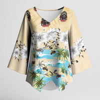 Indian Legendary Motorcycle Kimono Sleeve Blouse Tropical Style - Wonder Print Shop