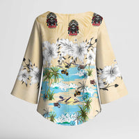 Indian Legendary Motorcycle Kimono Sleeve Blouse Tropical Style - Wonder Print Shop