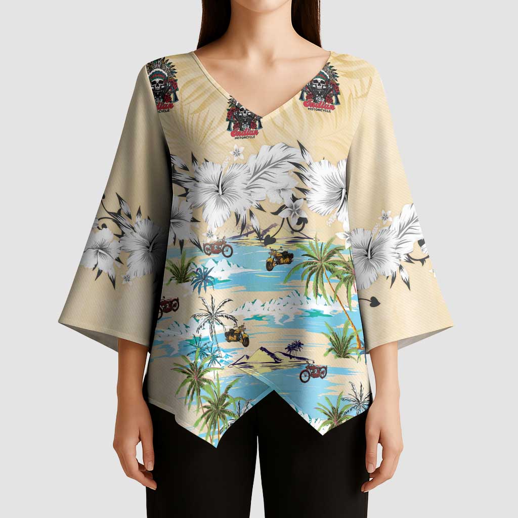Indian Legendary Motorcycle Kimono Sleeve Blouse Tropical Style - Wonder Print Shop